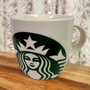 Starbucks 2017 14oz Green White Siren Logo Coffee Cup Ceramic Mug Mermaid Barrel